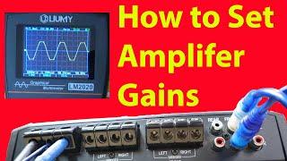 How to set gains on a 4-channel amplifier using an Oscilloscope.