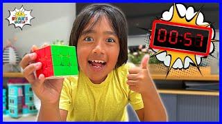 Ryan solved Rubik's Cube Under 1 mins Challenge!!