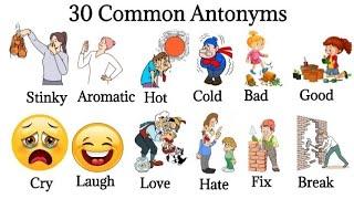 List of Antonyms in English | 30 Common opposite words in English with pictures. #oppositeword