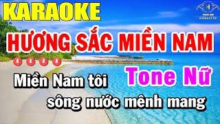 Hương Sắc Miền Nam Karaoke Tone Nữ Nhạc Sống | Trọng Hiếu