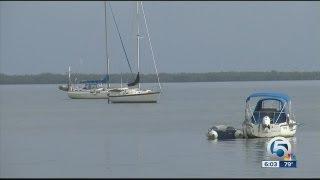 Abandoned and derelict boats moored on the Intracoastal