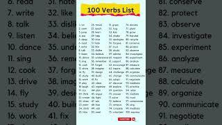 100 Verbs List #verbs #verb