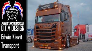 FREE SKINMOD SCANIA NEXT GEN R Edwin Kievit Transport 43-BTD-3 , build ,D.T.M DESIGN ets 2