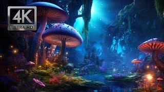 Enchanted Mushroom Forest Ambience, Relaxing Music, Nature Sounds & Trickling Water