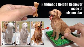 A Dog (Golden Retriever) handmade from polymer clay, the full sculpturing process【Clay Artisan JAY】