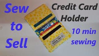 Sew to Sell Credit card holder DIY Beginner gift card pouch business cards slot 10 minute sewing