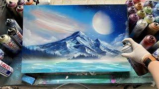 Glacier in clouds - SPRAY PAINT ART - by Skech