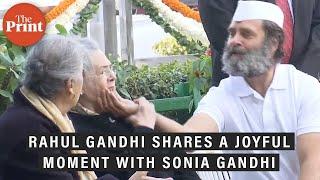 Rahul Gandhi shares a joyful moment with Sonia Gandhi on Congress's 138th Foundation Day celebration