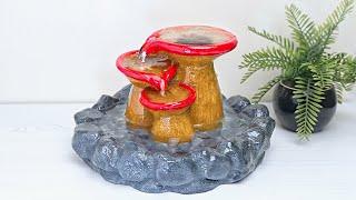 Mushroom Water Fountain || Beautiful Waterfall Ideas From Cement || Easy - For Your House