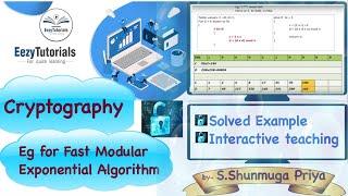 Fast modular exponential algorithm with example - Cryptography lecture series