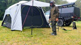 Camping In The Rain With Massive Air Frame Tent