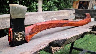 Making an axe handle to hang on the wall as a piece of art from Rosewood