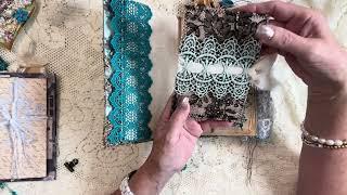 Cyan Lady in Blue Journal - beaded sari cover