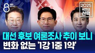 대선 후보 여론조사 추이 보니…변화 없는 '1강 1중 1약' / SBS 8뉴스