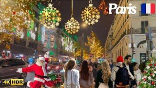 11 November 2024 France  Paris 4K HDR walking video A walk in Christmas Lights City Tour Best walk