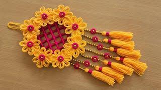 Easy Woolen Wall Hanging - Wool Flower Making - Home Decoration Idea - DIY Wall Hanging Out Of Wool