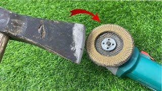 Ax sharpening method in 5 minutes!! Great idea with sandpaper discs