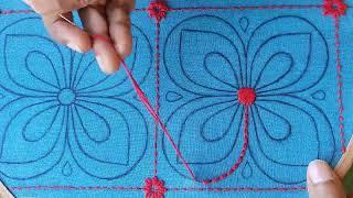 Hand embroidery nakshi kantha design tutoria,So beautiful nakshi kantha stitch for beginners