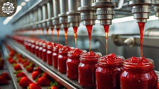 How Strawberries are Transformed into Delicious Jam | Strawberry Jam Factory Process!