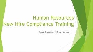 HR Training – New Hires - Regular - Less than 20