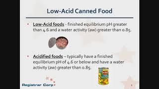 U.S. FDA Regulations for Low-Acid Canned and Acidified Foods