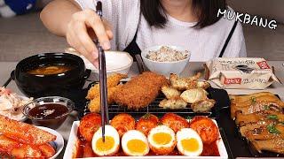 MUKBANG :) half-boiled egg made with red pepper paste sauce is almost fantastic | soy sauce mushroom