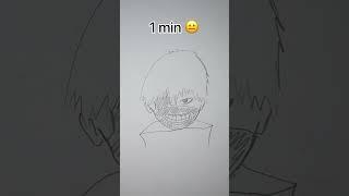 How to Draw Ken Kaneki in 10sec, 10mins, 10hrs #shorts