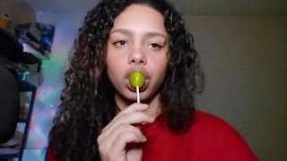 ASMR • Experimentando pirulito de frutas verdes  Lollipop #asmr