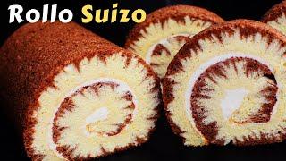 ROLLO SUIZO delicioso Pastel Enrollado de CHOCOLATE y VAINILLA|Dulce Hogar Recetas