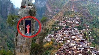 Mysterious stone house on the cliff | Rural life of villagers in China’s cliff village