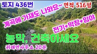 토지436번 원주귀래 바로 이겁니다 뒤로는 종중임야 앞으로는 맑은 계곡이 흐르는  배산임수 519평 전 생산관리010-8827-9285#귀래면토지#물가토지#싼땅#원주토지#