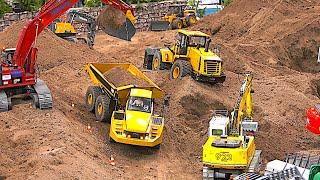 RC Construction Site Vehicles working RC Digger Trucks Dozer Wheel Loader Excavators Caterpillar