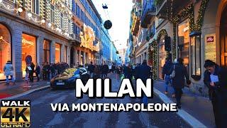 WALKING IN MILAN | VIA MONTENAPOLEONE, THE MOST EXPENSIVE STREET IN  ITALY| CHRISTMAS WALK TOUR 4K60