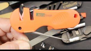 One more feature: The Accusharp 4 in 1 Knife and Tool Sharpener. Being orange is a benefit!