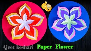 Easy Handmade Flowers For Paper | Easy Flower With Colour Paper | How To Make Paper Flowers Crafts