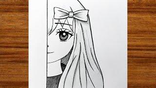 How to Draw Anime Girl | Easy drawing ideas for beginners | Easy Cute  Anime Girl with Pencil