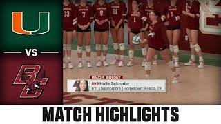 Miami vs. Boston College Match Highlights | 2024 ACC Volleyball