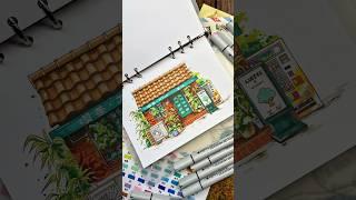 一起畫街景小屋插圖吧/馬克筆手繪/繪畫/手繪藝術字 插畫 How to draw a HOUSE with MARKERS #art   #hand painting #illustration