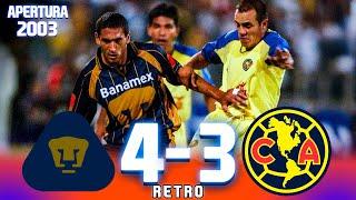 ¡CÁTEDRA de GOLAZOS en CU!  Pumas 4-3 América  Apertura 2003 - Jornada 1 - 13/08/2003