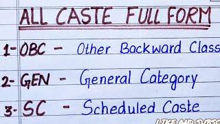 All Castes full form in English