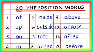 PREPOSITION WORDS | 5 | 10 | 20 Examples of PREPOSITION | in English Grammar