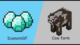 Finding Diamonds & Making simple cow farm  || Minecraft epi #3