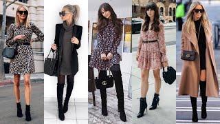MODA MUJER 2021 OTOÑO INVIERNO 2021/22 OUTFITS CON BOTAS Y BOTINES EN TENDENCIA