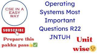 Operating Systems Most Important Questions Unit Wise R22 || OS Important Questions JNTUH R22