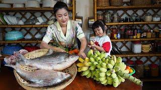 Big family dinner of country family -  Healthy food cooking for dinner - Sreypov life show