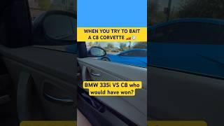 BMW 335i Tries to Bait C8 Corvette