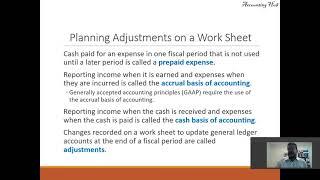 Work sheet: trial balance and adjusting entries