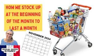 How we stock up at the beginning of the month to last a month. #frugal #prepping #stockup