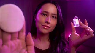 ASMR Personal attention for sleep, no talking  face brushing, crystal, massage, fabric, tktk, shsh