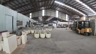 Visiting Cement pots factory | Outdoor pottery Garden Pots and Planters